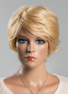 Blonde perruques perruques cheveux courts de tout droit humain féminin