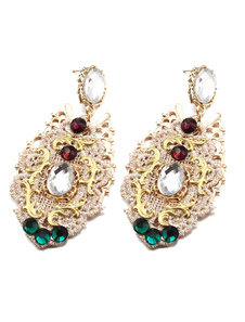 Boucles d'oreilles Cerceau de rhinestone or rond