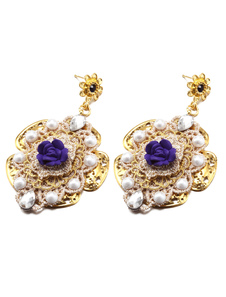 Boucles d'oreilles Cerceau or fausse perle rond