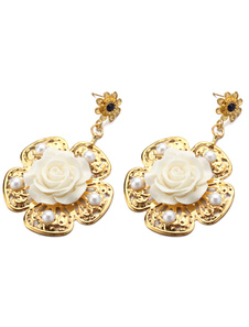 Boucles d'oreilles Cerceau or fausse perle rond