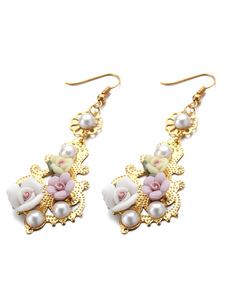 Boucles d'oreilles cerceau or fausse perle rond