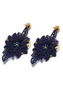 Boucles d'oreilles Cerceau bleu roi fausse perle rond