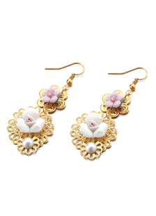 Boucles d'oreilles Cerceau or fausse perle rond