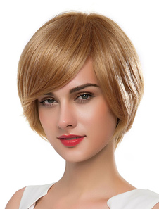 Naturelle perruque de cheveux humains droite dégradé de vacances filet de plastique