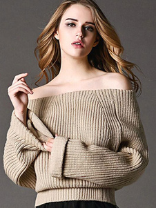 Charmant pull casual gris unicolore longues manches pour femme