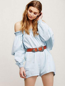 Magnétique combinaison féminine mode bleue claire unicolore plissée street style