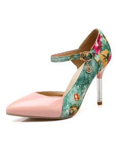 Talons bout pointu femmes pompes imprimés de fleurs