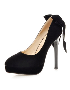 Suede talons plate-forme femmes Pointed Toe strass boucles haute Pumps