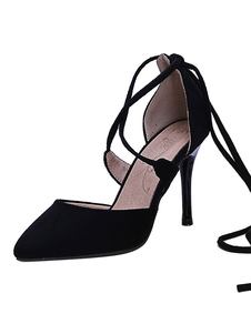 Lacets suédé talons femmes Strappy lacets bout pointu talons hauts d’Orsay
