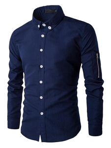 Chemise Slim manches longues hommes avec chemisier à col capuche