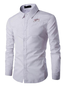 Chemise décontractée à rayures manches longues bleu/rose/blanc hommes