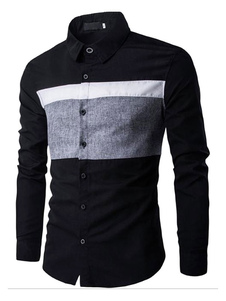 Manches longues chemises sport Color Block chemise blanc/noir hommes