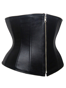 Zip fermeture ceinture Bustier féminin Underbust noir