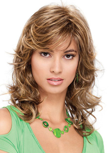 Longs cheveux perruques bouclés linier anti-calorique ébouriffés perruques synthétiques féminines