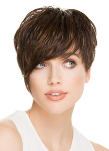 Unique perruque 12 inches noir brunâtre dégradé en fibre résistante à la chaleur droite