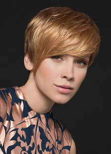 Perruque douce 12 inches or dégradé en fibre résistante à la chaleur droite