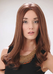 Perruque parfaite 24 inches Brune ébouriffée en faux cheveux boucles en bas