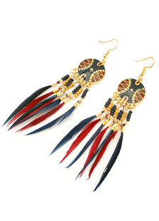 Feather alliage parti boucles d’oreilles féminin de boucles d’oreilles Bohème Fringe
