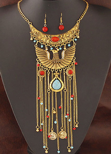 L’Égypte déclaration collier alliage Set Long collier avec boucles d’oreilles