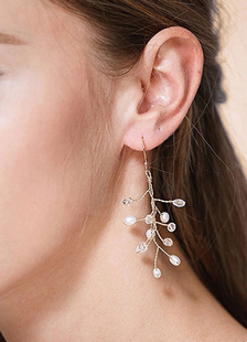 Laisser tomber la boucle d’oreille or alliage mariée mariage perle bijoux clouté (5 Cm X 3 Cm)