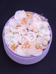 Personnalisé cadeaux boîte fleur artificielle Rose Pearl clouté de mariage (11 Cm X 21 Cm X 11 Cm)