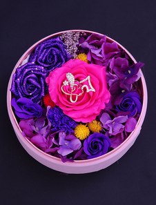 Boîte ronde de fleurs de mariage personnalisé cadeaux Rose artificielle (11 Cm X 21 Cm X 11 Cm)