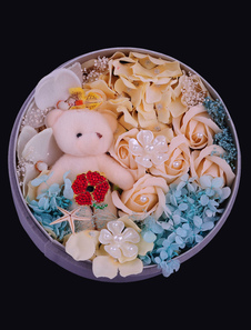 Rond de mariage personnalisé cadeaux fleur artificielle Rose boîte Studded(diameter:21cm) perle