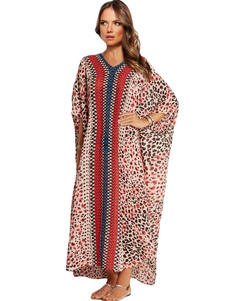 Couverture rose Ups Leopard Print v-Neck demi-manchon longs maillots de bain pour femmes