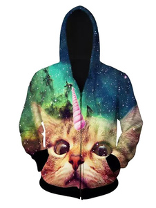 Veste à capuchon Animal hommes Print Long Sleeve Hoodie Zip Up