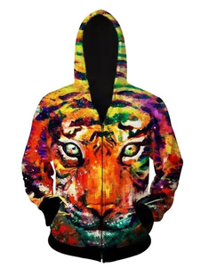 Hoodie Tiger fluorescent hommes imprimer à capuche Hooded veste en Polyester