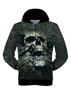Hoodies Hoodie Long Horrible squelette impression Polyester veste manches hommes