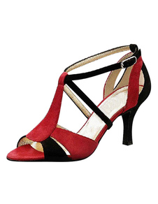Danse de salon chaussures contraste couleur santals de haut talon bout ouvert féminines