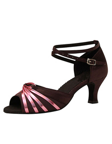 Danse de salon chaussures Peep Stripes cheville tordue sangle haut talon pompes pour les femmes