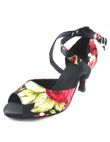 Danse des femmes chaussures Peep Toe Satin talons hauts cheville sangle Stiletto Ballroom Shoes