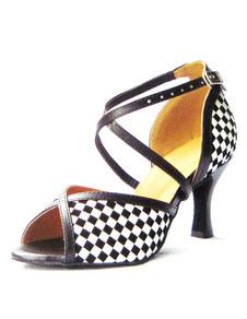 Danse noir chaussures Peep Toe Criss-Cross talons Stiletto Ballroom chaussures femme