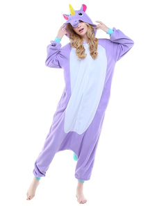 Combinaison pyjama licorne violet textile polaire kigurumi adulte