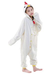 Costume Carnevale Bianco flanella pollo animale Onesie pigiameri