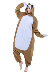 Combinaison pyjama paresse marron textile polaire kigurumi adulte