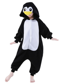Costume Carnevale Pigiameria nero animale Onesie pinguino Costum