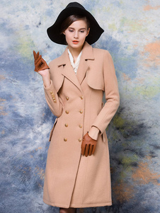 Manteau ceinturé manches longues Double Breasted Coat des femmes