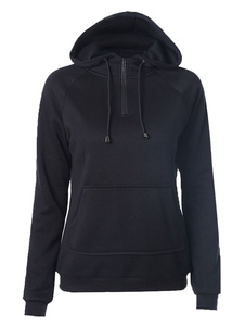 Manches longues à capuche coton Hoodie Hoodie noir solide féminin