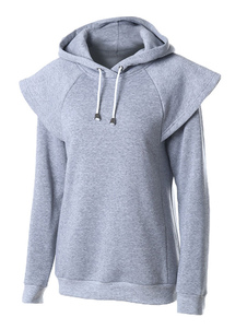 Sweat à capuche Hoodie gris féminin manches longues coton solide