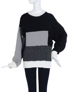 Noir motif géométrique Pullover chandails des chandails femmes en tricot