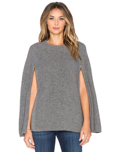 Cape manteau à manches longues gris des femmes Outwear