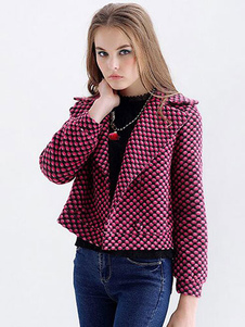 Rose pois taille haute à poil court de la veste rouge femme