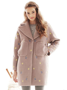 Manteau d’hiver Polka Dot mi-longs Split Cocoon Coat des femmes