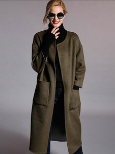 Manteau d’hiver 3/4-Length femmes manches Long manteau avec poches