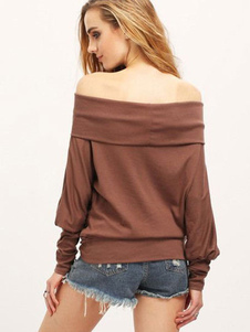 Chandails des femmes surdimensionnée Off-the-Shoulder Casual court Outwear