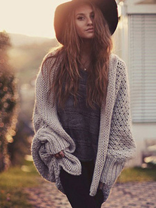 Chandails haut bas couleur unie des femmes surdimensionné Cardigans occasionnels