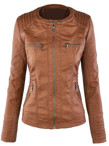 Veste kaki manches longues des femmes PU Hooded Outwear